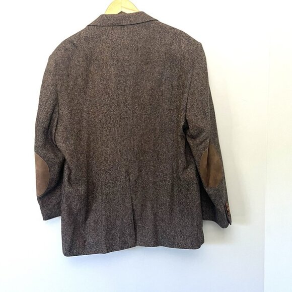 Vintage Hunt Valley Brown Tweed Wool Elbow Patch Blazer Men's 44R Sport Coat - Picture 4 of 9